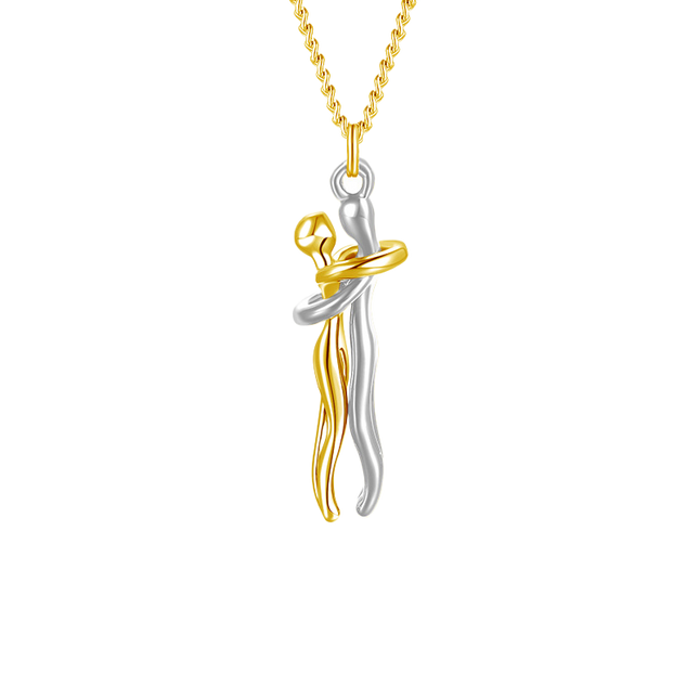 Couple Embrace Pendant Necklace